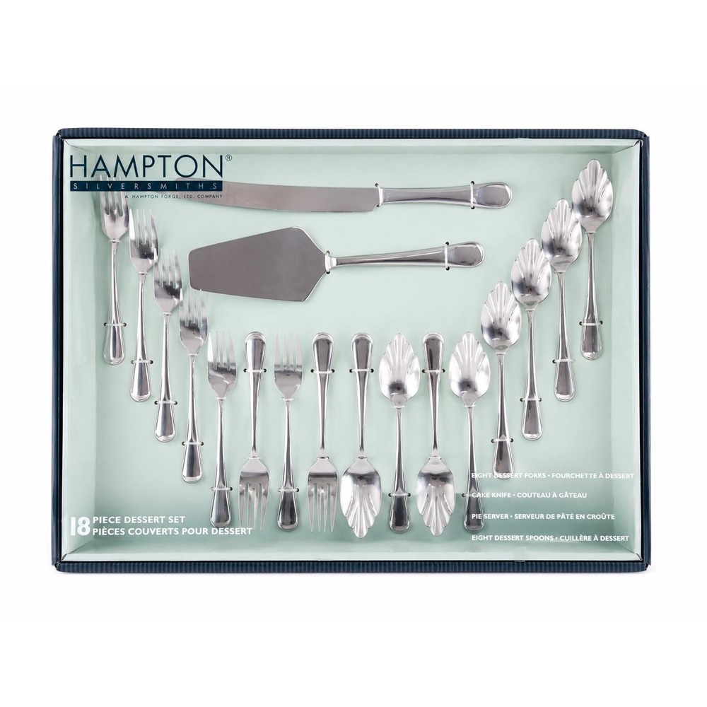 Hampton Forge Lexington 18 Pc Dessert Set NOS Cake Knife Pie Server Forks Spoons